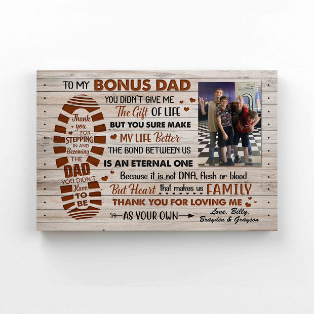 Personalized Custom Name Custom Image To My Bonus Dad Step Dad Family Wapped Canvas QT211352Eg