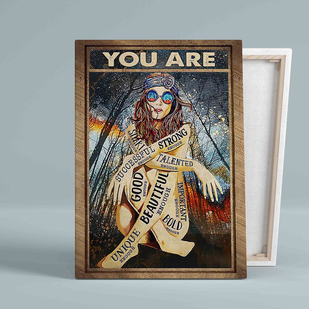 You Are Smart Enough Hippie Girl Canvas QT309715