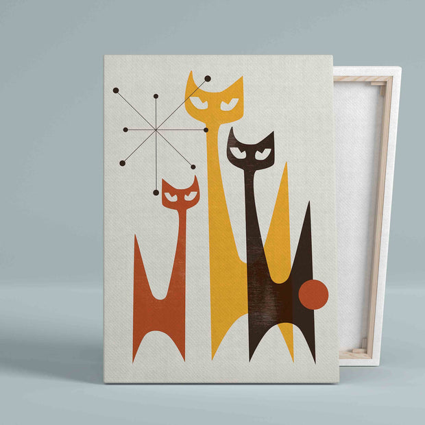Retro Cat Art Mid Century Modern Cats Canvas QT306198Eg