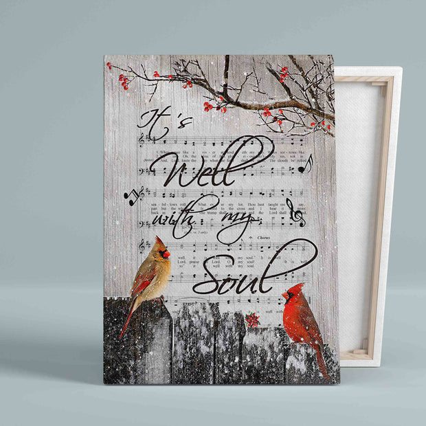 It Is Well With My Soul Cardinal Music Sheet Winter Canvas QT309529