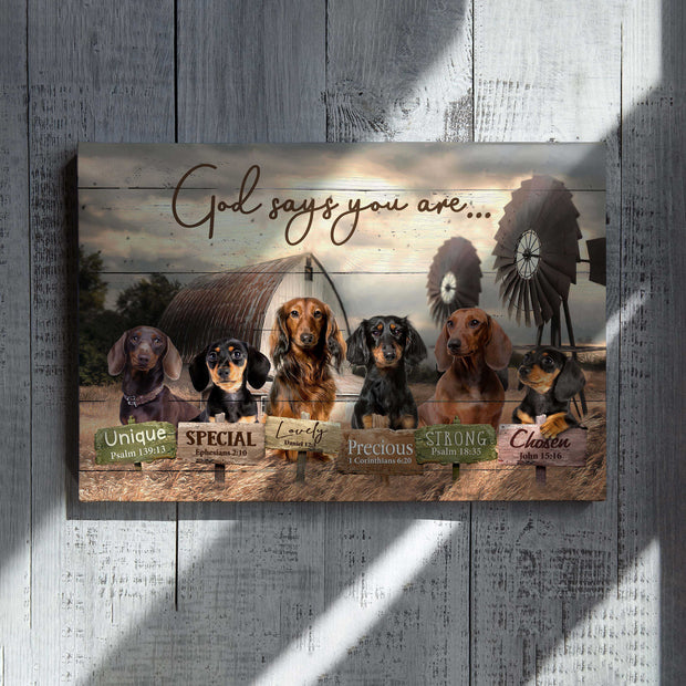God Jesus Says You Are Dachshund Dog Canvas HY209089