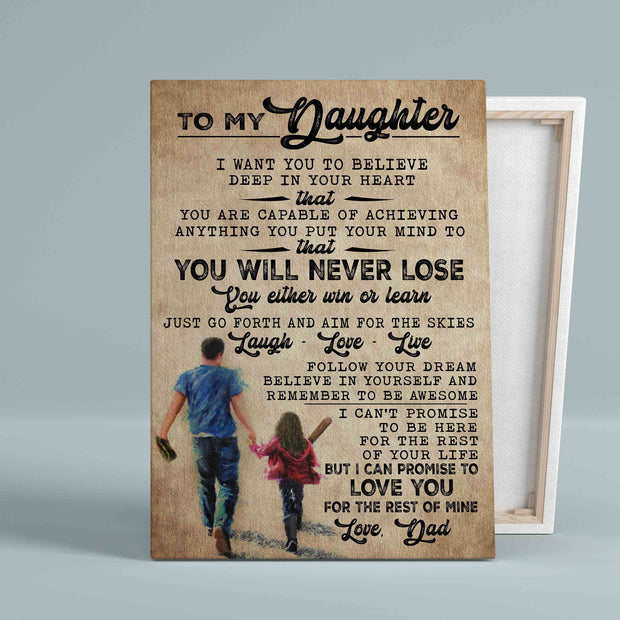 To My Daughter You Will Never Lose Dad And Daughter Family Wapped Canvas QT211528Ee