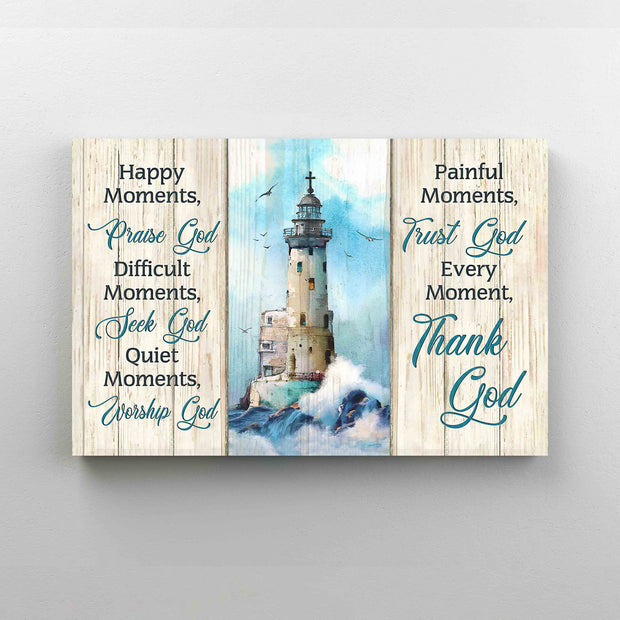 Happy Moments Praise God Jesus Lighthouse canvas