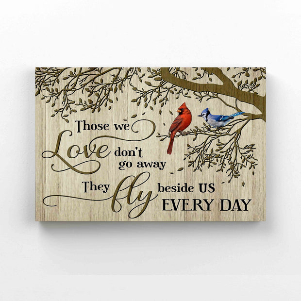 Personalized Custom Name Those We Love Don't Go Away Winter Memorial Cardinal Bird Canvas