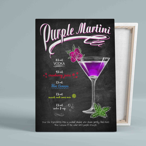 Purple Martini Recipe Cocktail Bar Canvas QT301344Ee