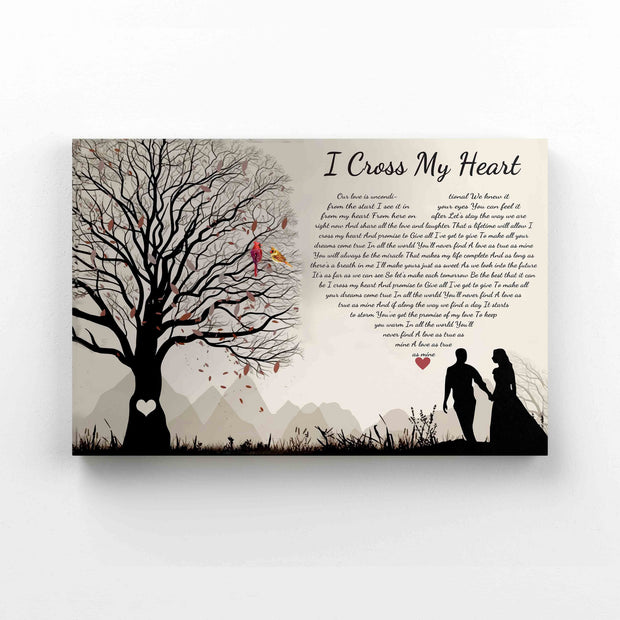 I Cross My Heart Wedding Anniversary Memorial Gift Wrapped Canvas QT301339Eg