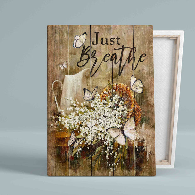 Just Breathe Butterfly Flowers Canvas QT305766Ee