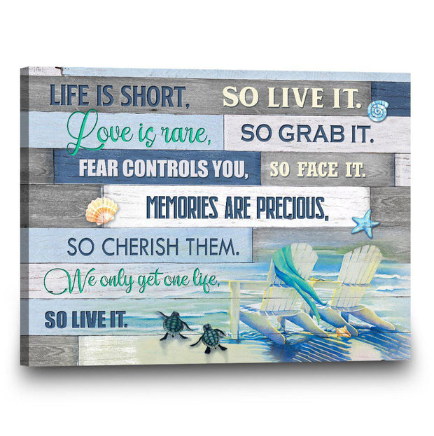 Beach Sea Turtle Life is short so live it Canvas QT308645