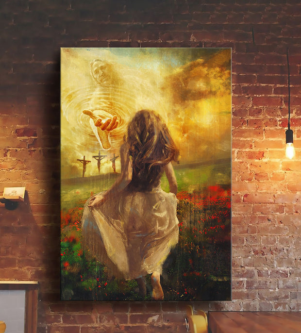 Jesus Run to the beautiful world Little Girl Run To Jesus Hand QT304112Eg