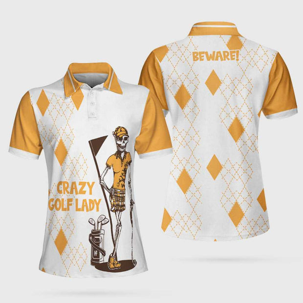 Crazy Golf Lady Short Sleeve Polo Shirt