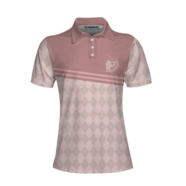 Golf & Wine Kind Of Girl Pink Argyle Pattern Polo Shirt