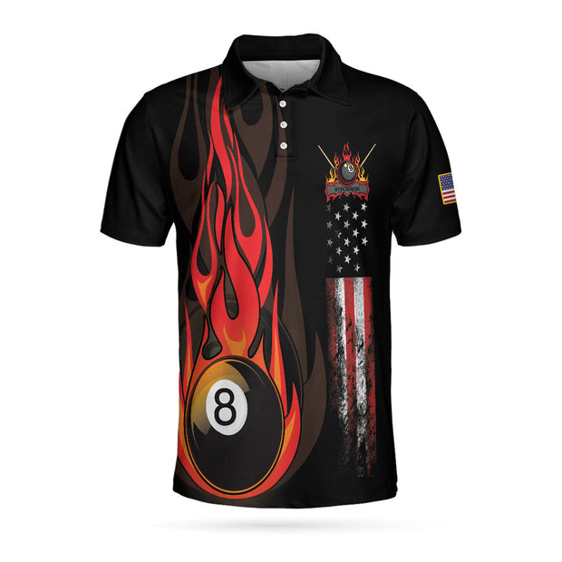 Flame 8 Ball Billiards Pool Polo Shirt QT208504La