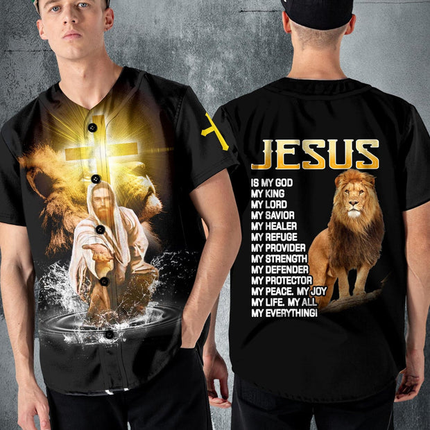 Lion My God Jesus My King My Lord - Baseball Jersey
