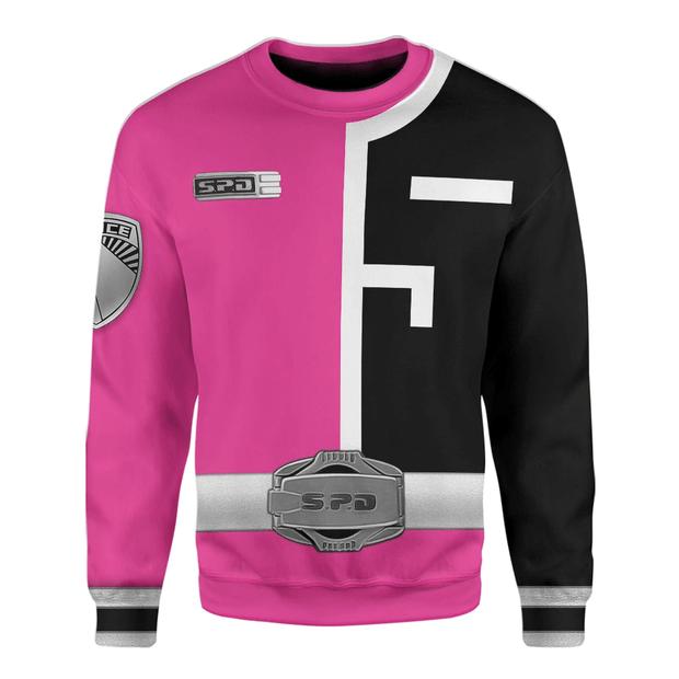 3D Pink Power Rangers S.P.D. Custom Cosplay Costume Pullover Sweatshirt Ugly Sweater QT210366Hc