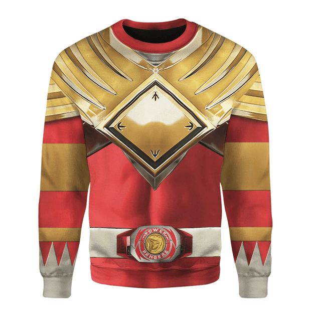 3D Mighty Morphin Red Power Rangers Custom Cosplay Costume Unisex Pullover Sweatshirt QT301219Hc