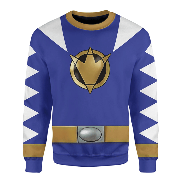 3D Dino Thunder Blue Power Rangers Custom Cosplay Costume Pullover Sweatshirt Ugly Sweater QT208039Hc