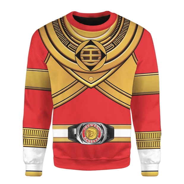 3D King Tyranno Hybrid Red Gold Zeo Mighty Power Ranger Custom Cosplay Costume Unisex Pullover Sweatshirt QT301218Hc