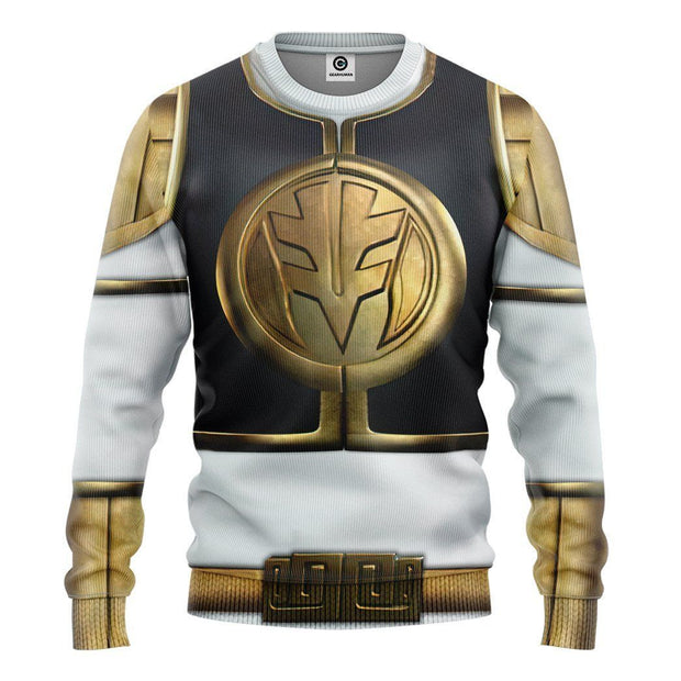 3D Mighty Morphin White Power Rangers Custom Cosplay Costume Unisex Pullover Sweatshirt QT209523Hc