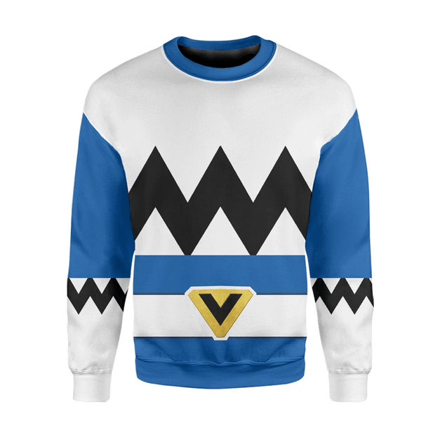 3D Blue Power Rangers Lost Galaxy Custom Cosplay Costume Pullover Sweatshirt Ugly Sweater QT212300Hc