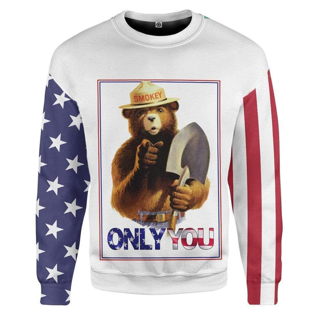 3D Smokey Bear Custom Unisex Pullover Sweatshirt QT210387Hc