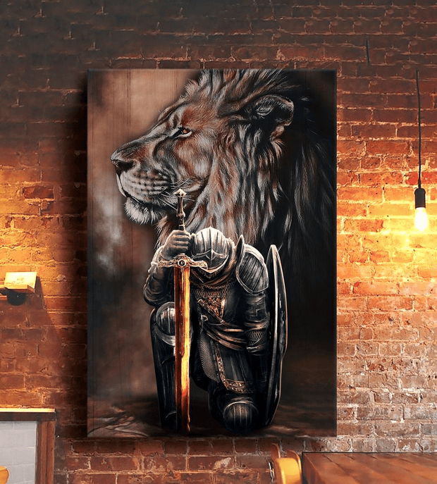 Jesus Lion Warrior Kneel Before God Canvas HY207106Ee