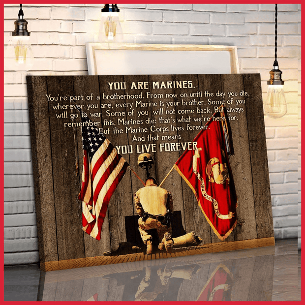 Memorial You Are Marines You Live Forever Canvas HY207247Ee
