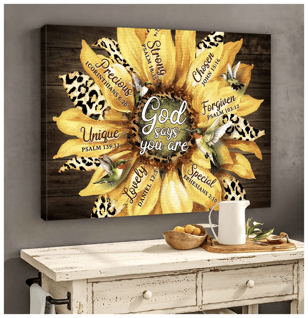 Jesus Christ God Says You Are Sun Flower Leopard Pattern Canvas HY207384Ee