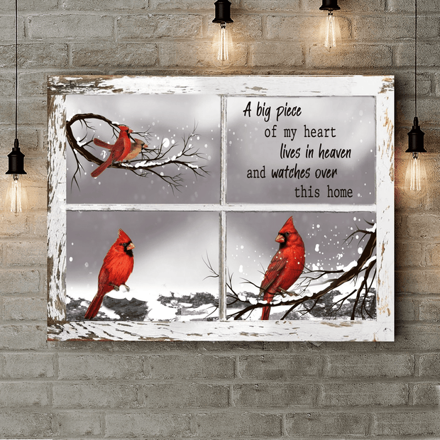 Memorial Cardinal A Big Piece Of My Heart Live In Heaven Canvas HY207350Ee