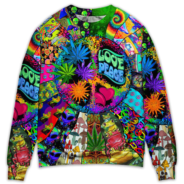 Hippie Alien Frogs Love Peace Sweatshirt