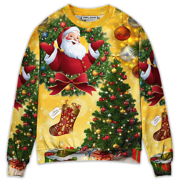 Christmas Tree Yellow Santa Claus Sweatshirt QT211639Hc