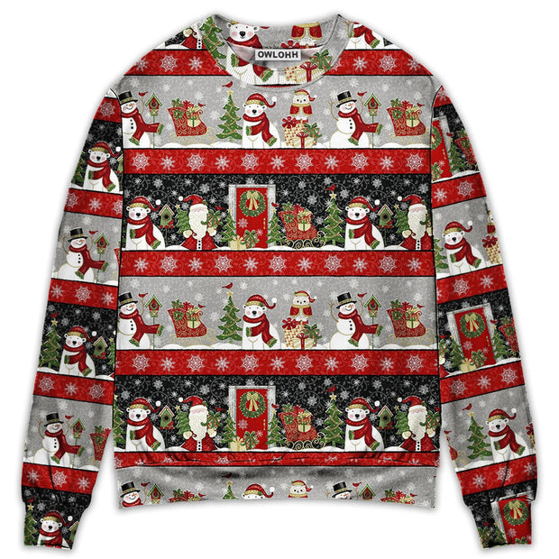 Christmas Santa Claus And Snowman Happy Xmas Sweatshirt QT211269Hc