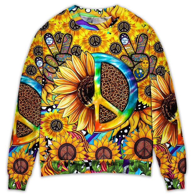 Hippie Sunflowers Peace Sign Sweatshirt