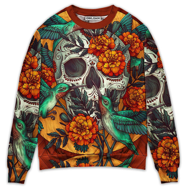 Skull Floral Skull Hummingbird Sweatshirt