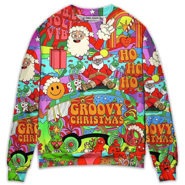 Christmas Hippie Santa Bus Peace Sweatshirt