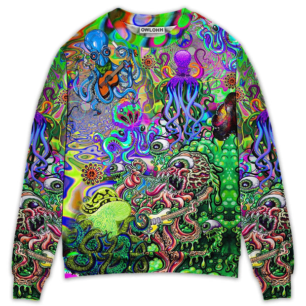 Hippie Funny Octopus Love Music Colorful Ocean Sweatshirt