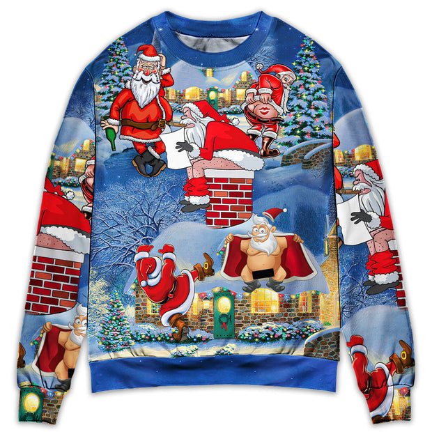 Christmas Rebellious Santa Claus Drunk Beer Troll Xmas Funny Sweatshirt QT211361Hc