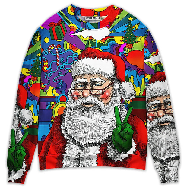 Hippie Santa Claus Christmas Sweatshirt