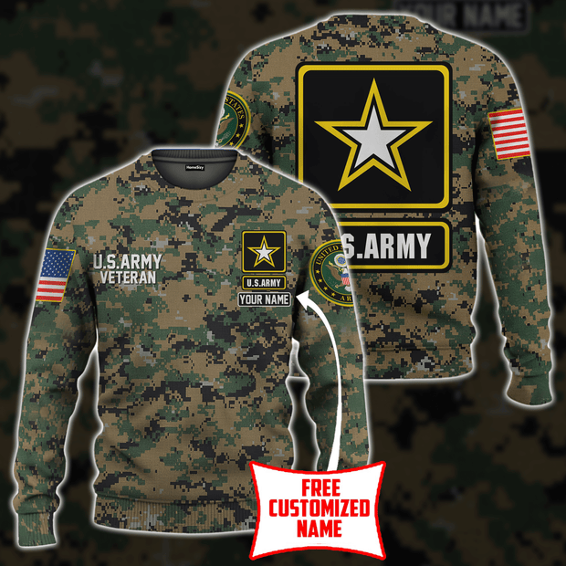 Personalized Custom Name 3D US Army Veteran Sweatshirt Ugly Sweater ATP107093Hc