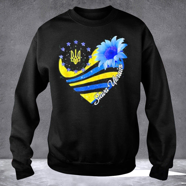Stand With Ukraine Slava Ukraini Sweatshirt Sunflower Support Ukraine Merch QT210260Hc