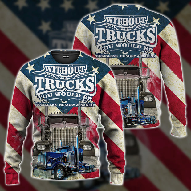 3D American Trucker Sweatshirt Ugly Sweater QT212052Hc