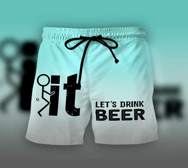 3D Beer Beach Shorts