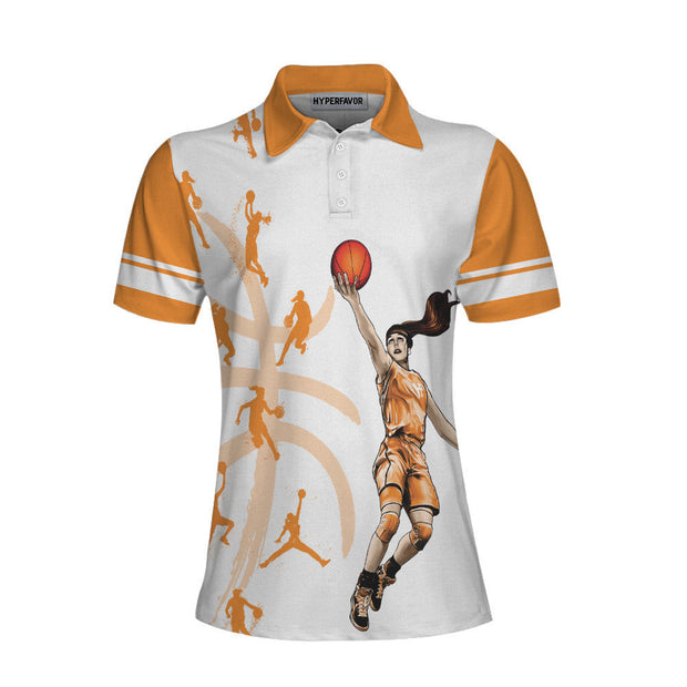 Worth Doing White And Orange Passion Basketball Women Polo Shirt