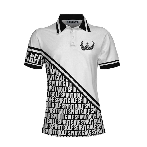Golf Spirit In Black And White Golf Short Sleeve Women Polo Shirt, Simple Golf Shirt Design For Female Golfers