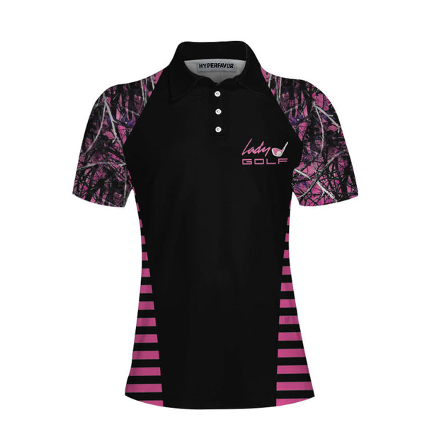 Thinning Girl Pink Camouflage Pattern Golf Women Polo Shirt