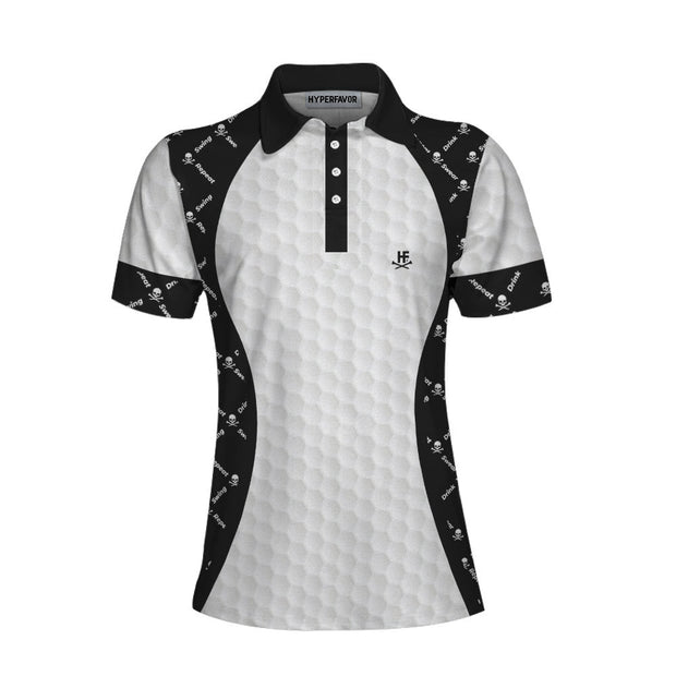 Swing Swear And Repeat With Skull Argyle Pattern Golf Women Polo Shirt