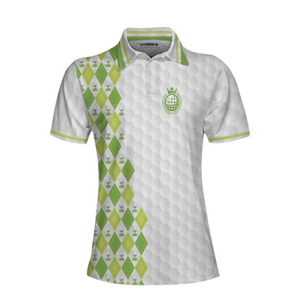 Queen Of The Green Argyle Pattern With Golf Ball On Tee Short Sleeve Women Polo CU6072005