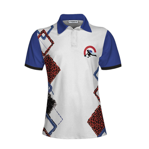 Weekend Forecast Curling With No Chance Of House Clean or Cooking Red Leopard Women Polo Shirt