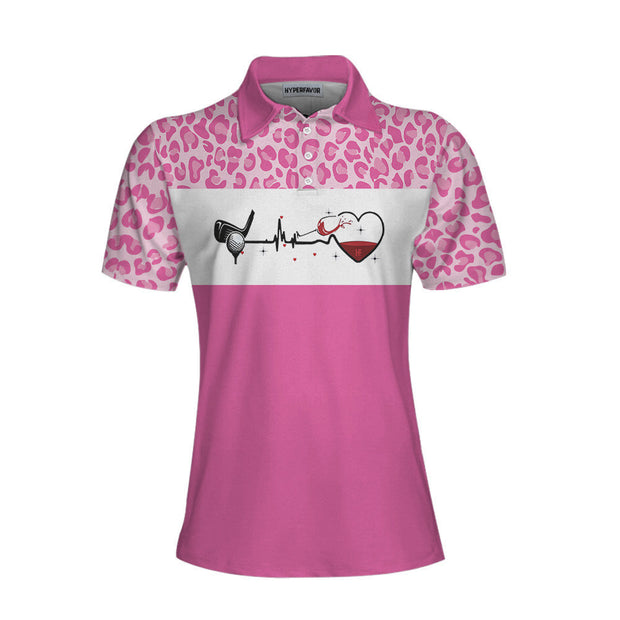 I Am A Simple Woman Golf Short Sleeve Women Polo Shirt, White And Pink Golf Shirt For Ladies, Gift For Wine Lovers