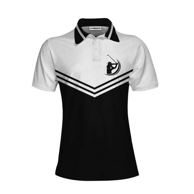 Swing Hard In Case You Hit It Short Sleeve Women Polo Shirt, Black And White Golf Shirt For Ladies