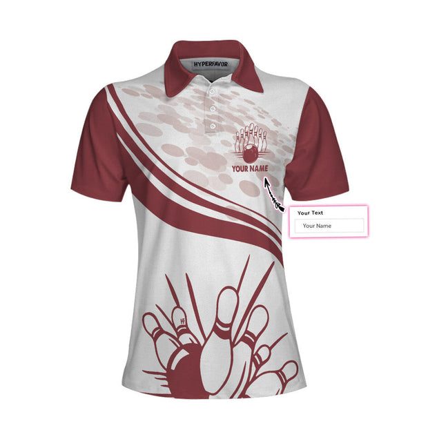 Personalized Female Bowling In Red Women Polo Shirt
